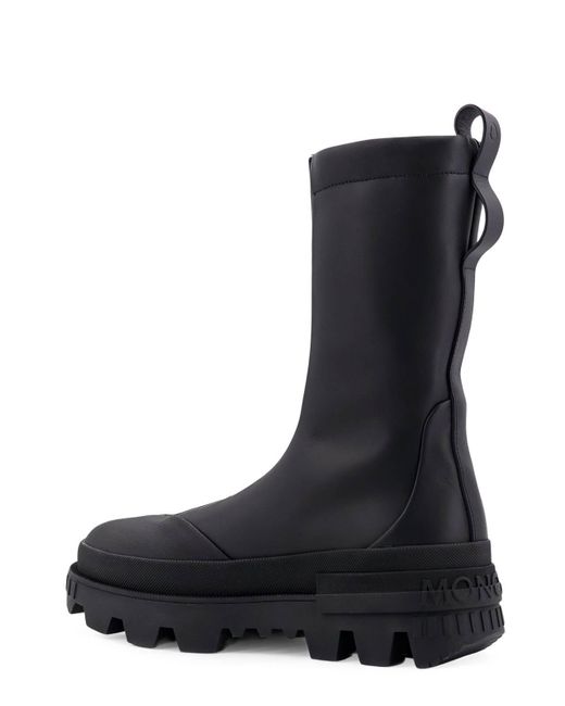 Moncler Black Boots Pelle/Nylon /Gomma