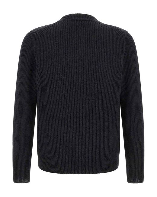 Zanone Blue Ribbed Sweater for men