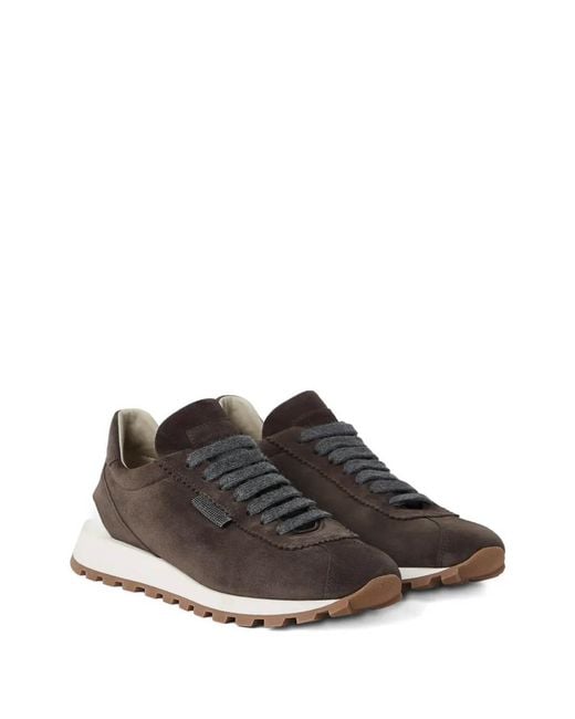 Brunello Cucinelli Brown Suede Runner Sneakers