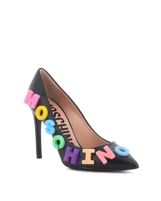 Moschino Pink Multicolour Logo Pumps