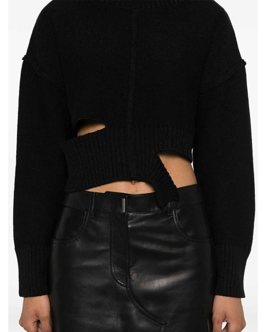 MM6 by Maison Margiela Black Cut-Out Wool Blend Jumper