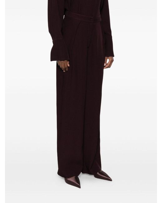 Raquel Diniz Brown Burgundy Wide-Leg Trousers