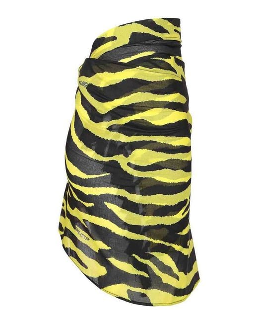 The Attico Yellow Animalier Pareo