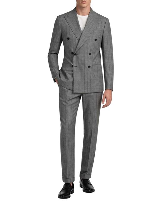 Franzese Collection Gray Pinstriped Suit for men