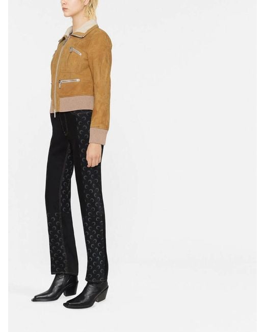 DSquared² Natural Ribbed-Detail Zipped-Up Bomber Jacket