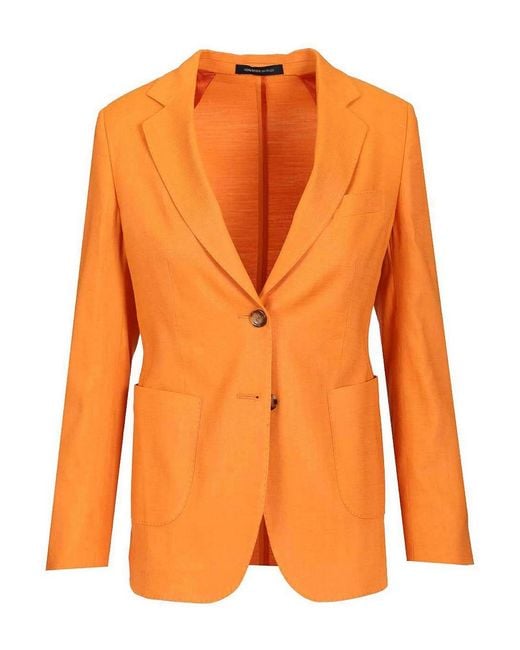 Sartoria Latorre Orange Single-Breasted Linen Blend Blazer