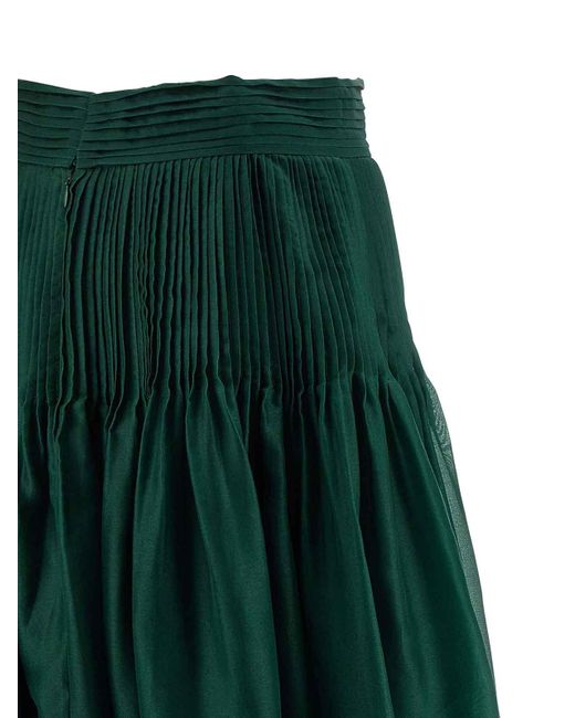 Carolina Herrera Green 'pintucked Organza' Skirt