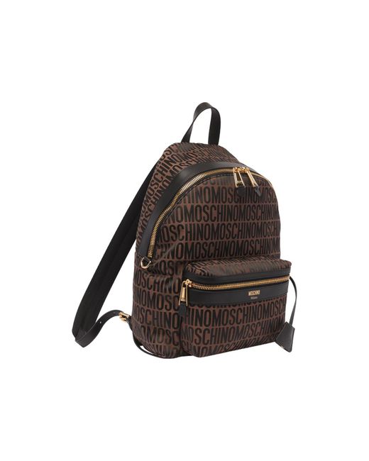 Moschino Brown All Over Logo Backpack for men
