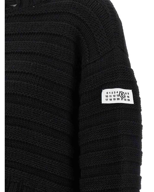 MM6 by Maison Margiela Black Distressed Wool Sweater