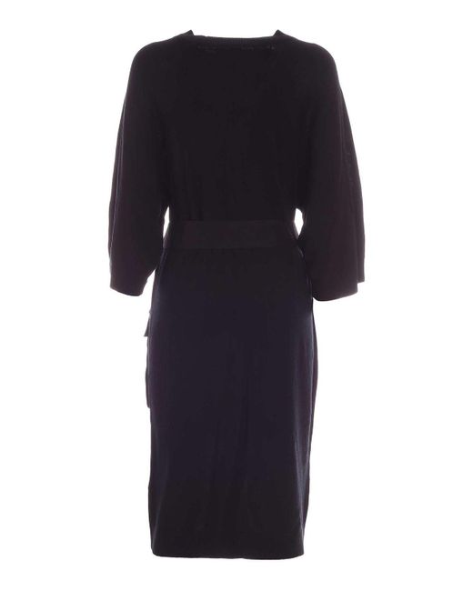 DKNY Black Maxi Front Pockets Dress