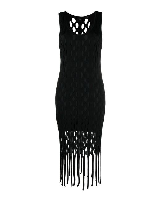 Pinko Black Dress With Fringes