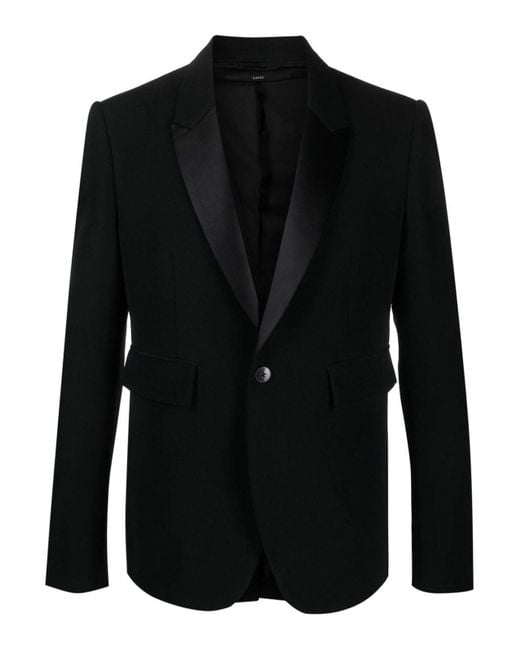 SAPIO Black Single-Breasted Cotton-Wool Blazer