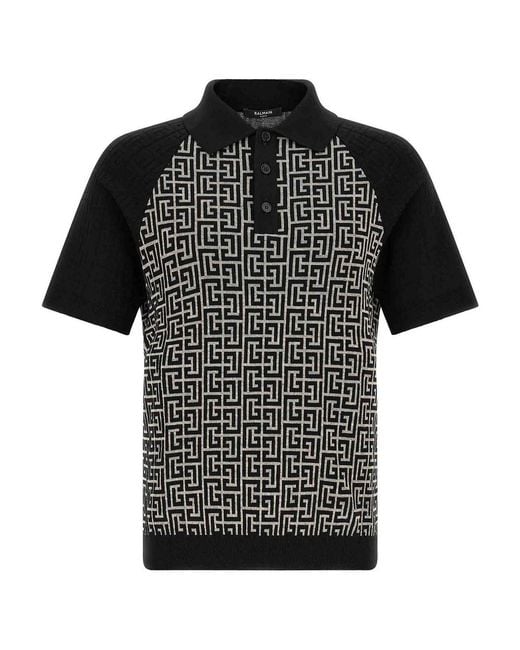Balmain Black Pb Monogram Polo for men