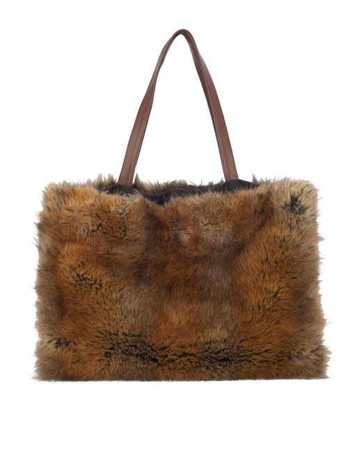 Niccolò Pasqualetti Brown Faux Fur Tote Bag