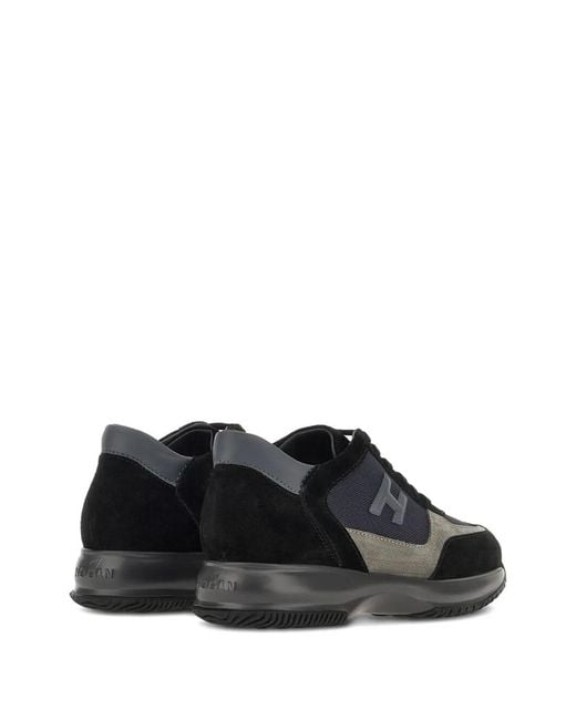Hogan Black Suede And Smooth Leather Interactive Sneakers for men
