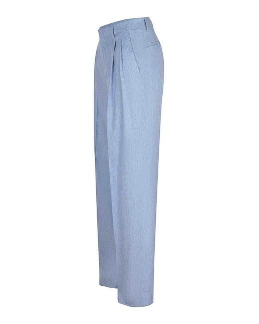 Tagliatore Blue Trousers Made Of Linen Blend