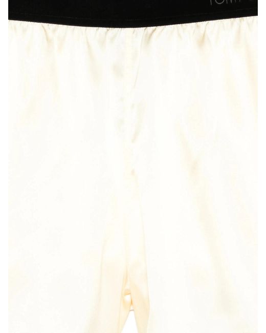 Tom Ford White Pale Lemon Elasticated Logo Shorts