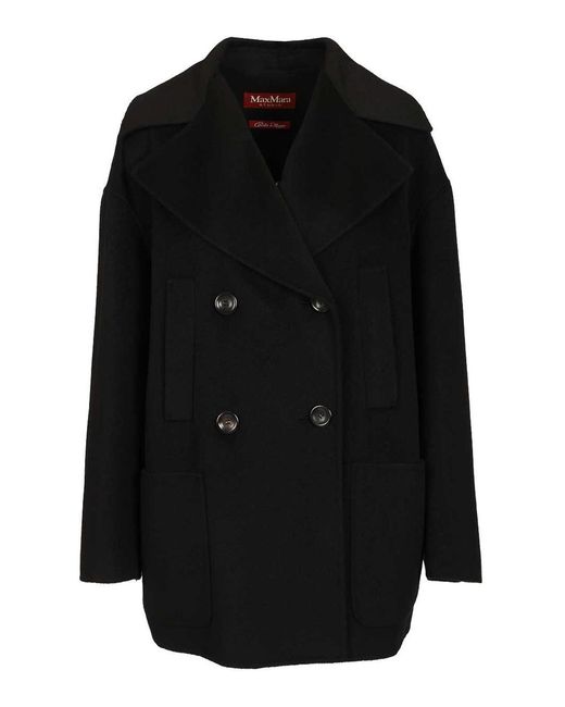 Max Mara Black Double-Breasted Wool And Cashmere Jacket