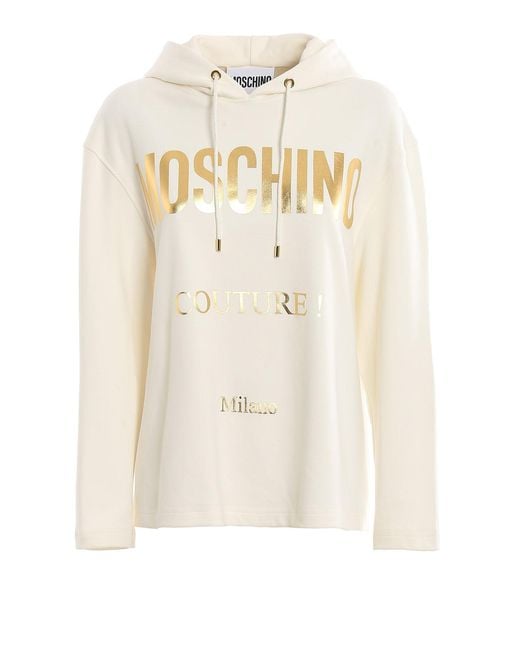 Moschino White Tone Couture Print Hoodie
