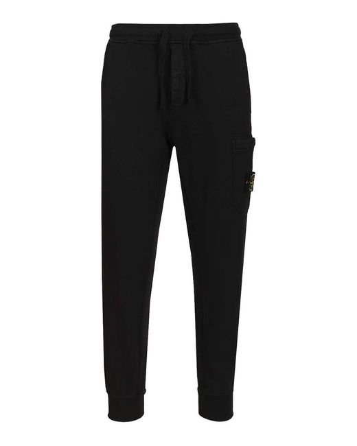 Stone Island Black Fleece Jogger Pants for men