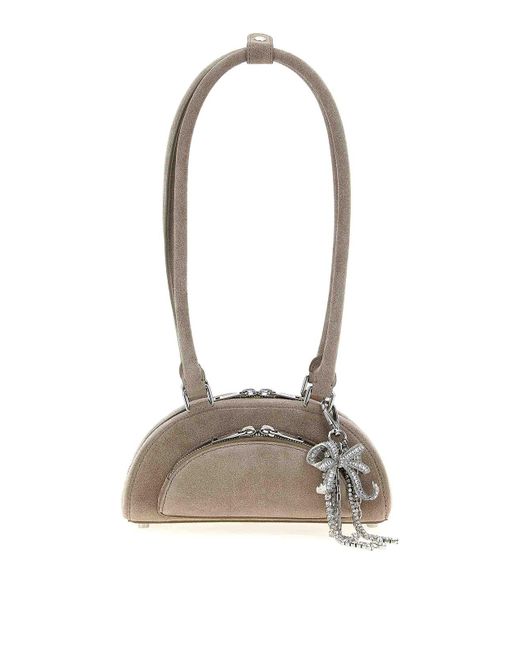 Self-Portrait White Suede Mini With Charm Shoulder Bag