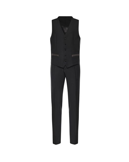 Dolce & Gabbana Black Three-Piece Tuxedo Suit for men