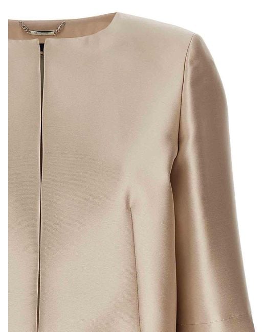 Alberta Ferretti Natural Mikado Bolero Jacket With Crew Neck