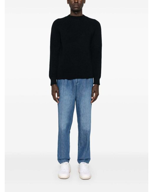 Drumohr Black Long Sleeve Crew-Neck Sweater for men