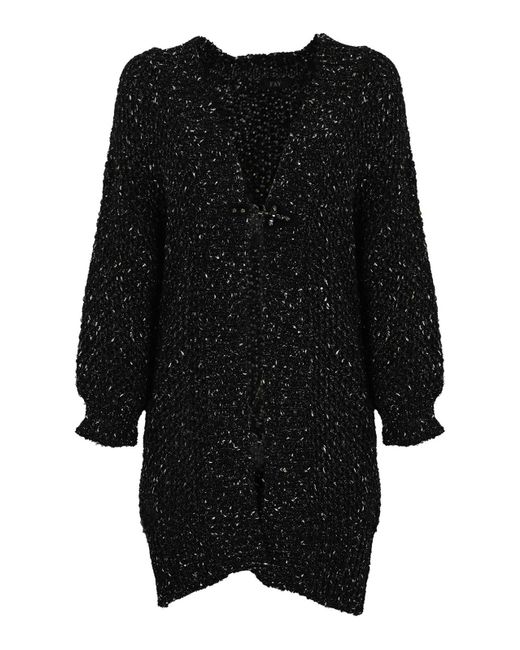 Fay Black Cotton Cardigan With Sequins
