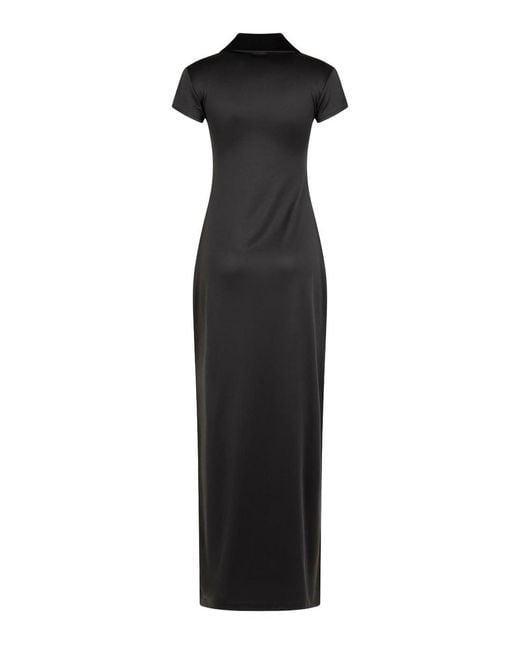 Courreges Black V-Neck Logo-Embroidered Maxi Dress