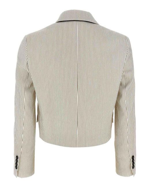 Brunello Cucinelli White Pinstripe Blazer