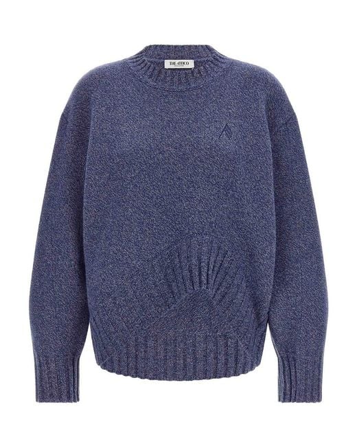 The Attico Blue Asymmetrical Hem Sweater