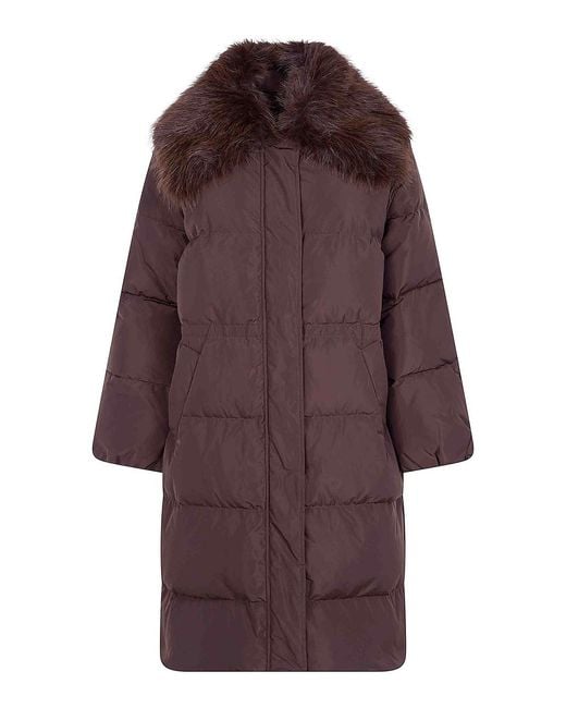 Twinset Purple Faux Fur Neck Coat