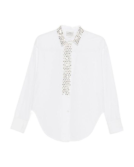 Forte_forte White Cotton Shirt With Crescent Studs