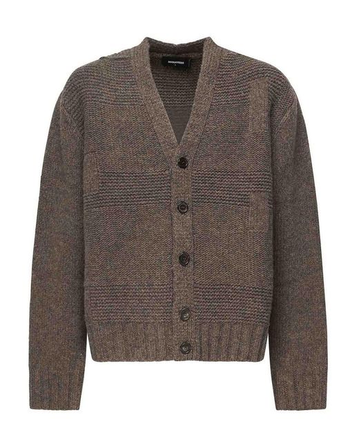DSquared² Brown Wool Cardigan for men