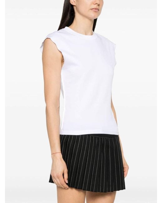 Rabanne White Cotton T-Shirt With Chain Detail