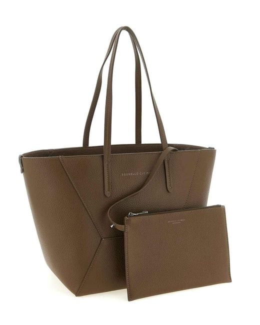 Brunello Cucinelli Brown Bc Duo Medium Shoulder Bag