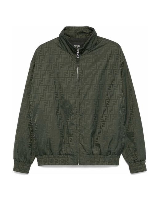 Fendi Green Ff Padded Bomber Jacket for men