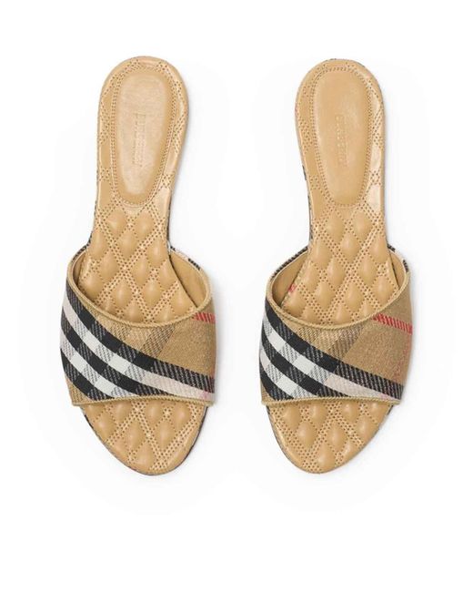 Burberry White Sloane Check Slippers