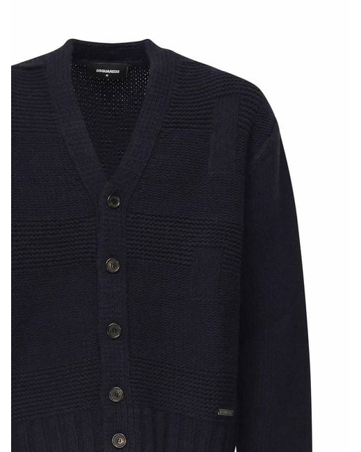 DSquared² Blue Wool Cardigan for men