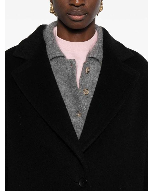 Tagliatore Black Wool Single-Breasted Coat