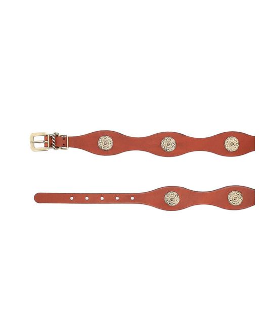 Etro Brown Wave Leather Belt With Studs