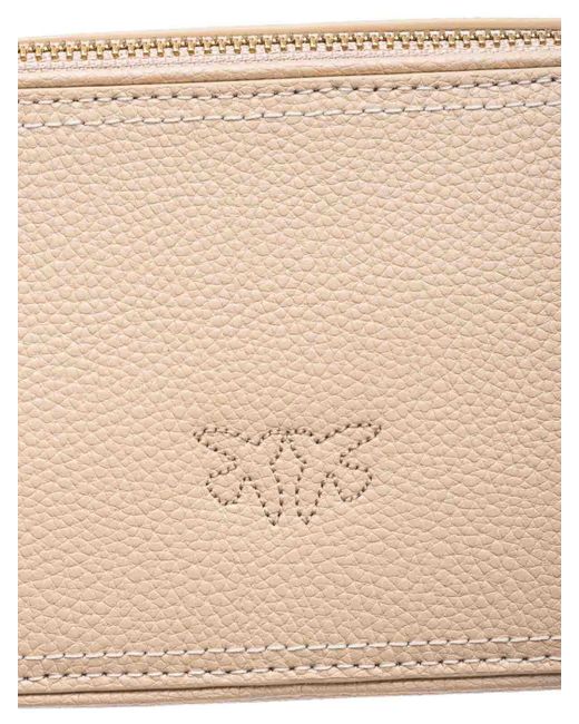 Pinko Natural Small Shoulder Bag With Embossed Logo