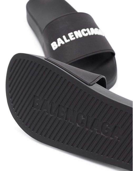 Balenciaga Black Logo Pool Slides for men