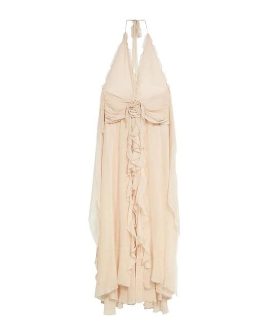 Blumarine White Georgette Long Dress