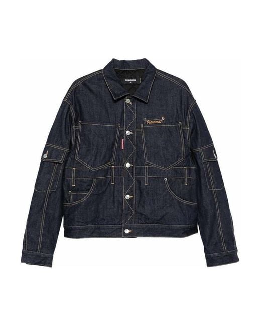 DSquared² Blue Cargo Denim Jacket for men