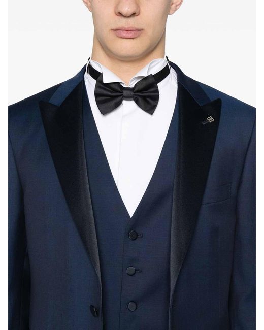 Tagliatore Blue Suit With Vest Jacket And Trousers for men