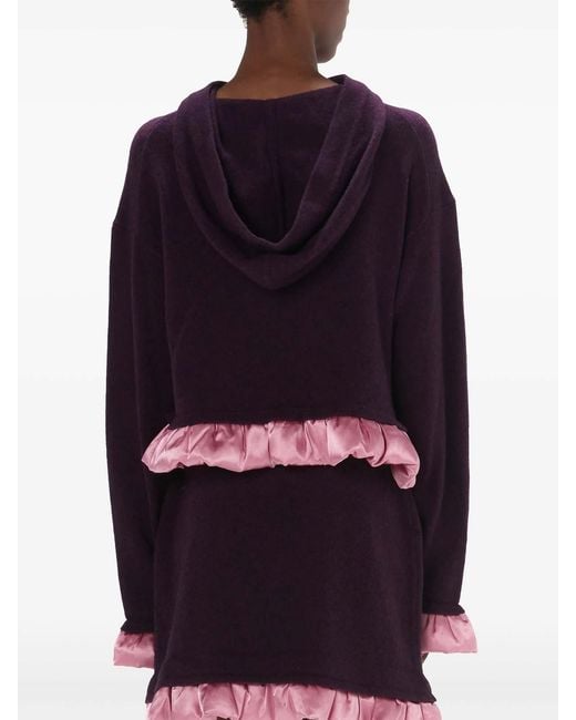 J.W. Anderson Purple Satin-Trimmed Cropped Hoodie