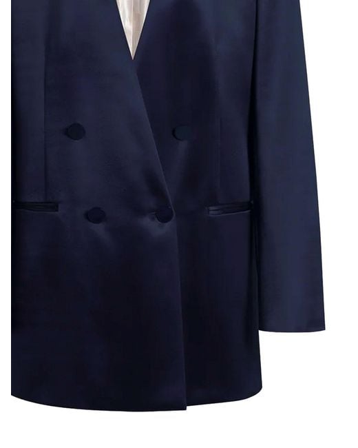 Alberta Ferretti Blue Double-Breasted Silk Jacket