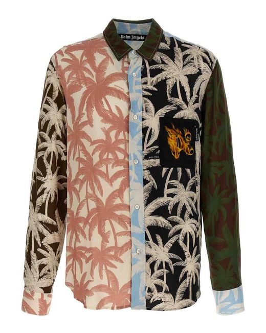 Palm Angels Multicolor Patchwork Palms Shirt for men